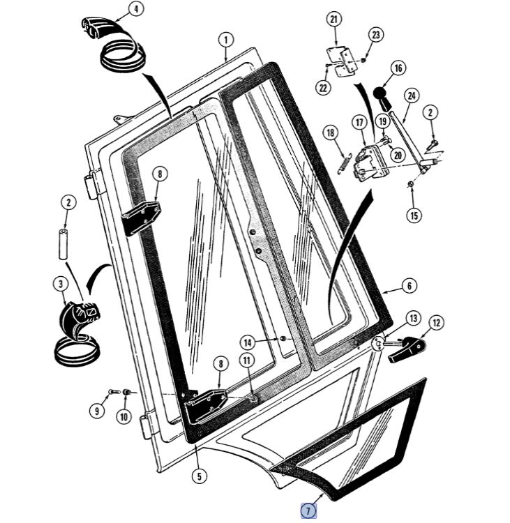 Нижняя правая дверца Case 590SLE