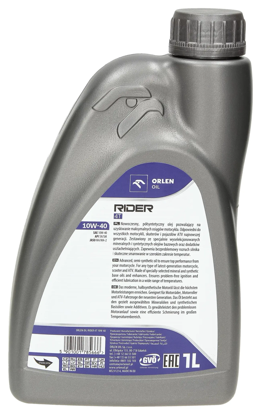 Моторное масло Orlen Oil Platinum Rider 4T 10W - 40-1L
