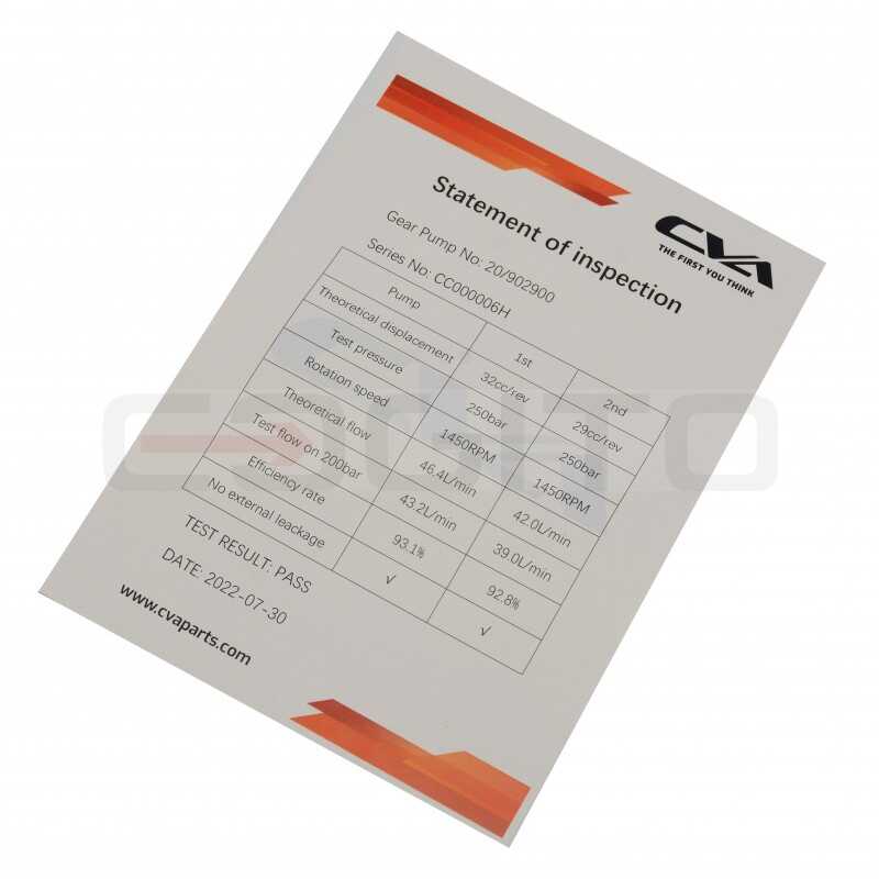 Гидравлическая помпа CVA с сертификатом ISO 9001:2015