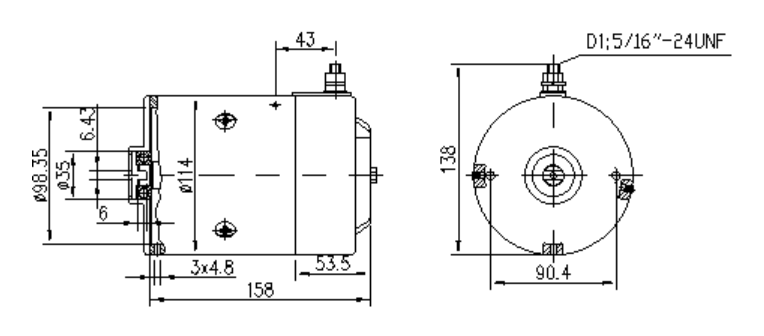 Оригинальный двигатель Spark 11.212.484 (12V 1.6 kW, левый об / мин) для грузового лифта