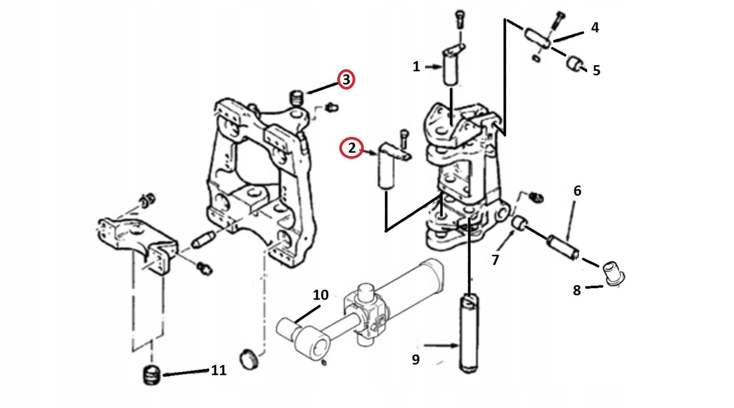 Комплект штифт и нижняя втулка задней бабки Terex 760 860 960 (закаленное)