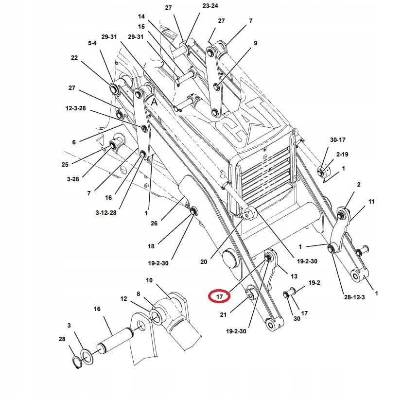 CAT 428 передний рычаг ковша 40X110