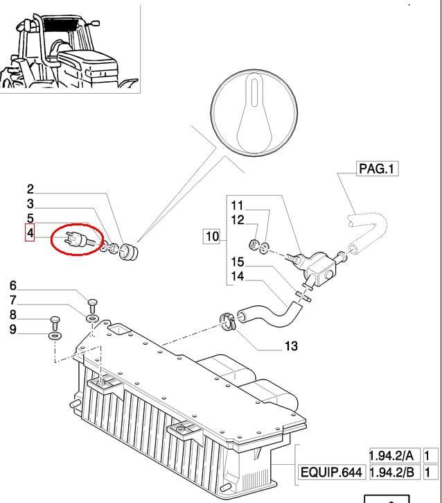 ПОТЕНЦИОМЕТР ДЛЯ РЕГУЛИРОВАНИЯ НАВЕСА NEW HOLLAND CASE 83907434 - D5NN15122A