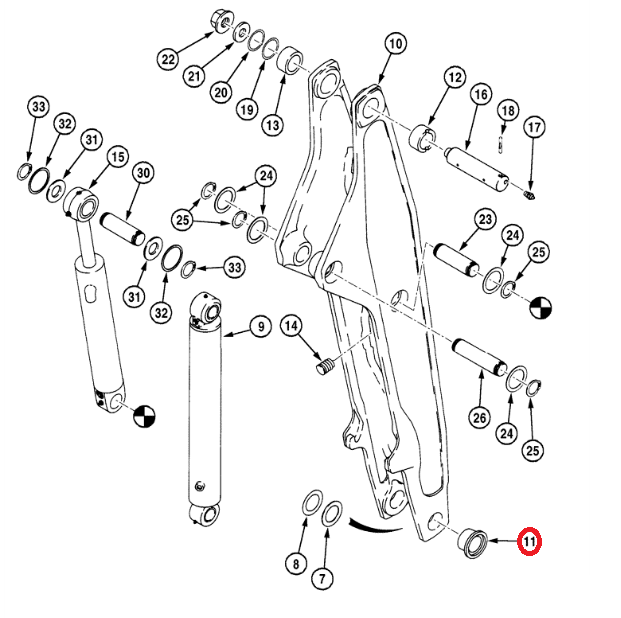 Комплект для правки конических стрел (8 эл., с гардой) для Case 580SLE, 590SLE