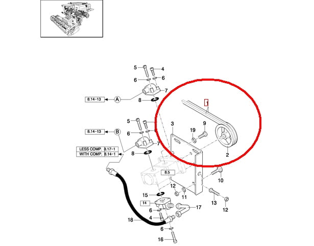 PASEK KPL. ВЕНТИЛЯТОР TF, TX, CX NEW HOLLAND В КОРПУСЕ 89835816 - A138001