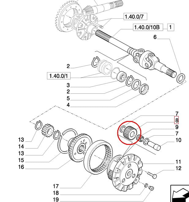 ПЛАНЕТАРНОЕ КОЛЕСО СВОБОДНОГО ХОДА NEW HOLLAND CASE 5102132