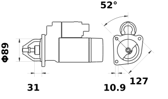 Стартер 20405828 (12V 9t 4.0 kW) VOLVO BL71 BL70 BL61 BL60 (для двигателей Deutz)
