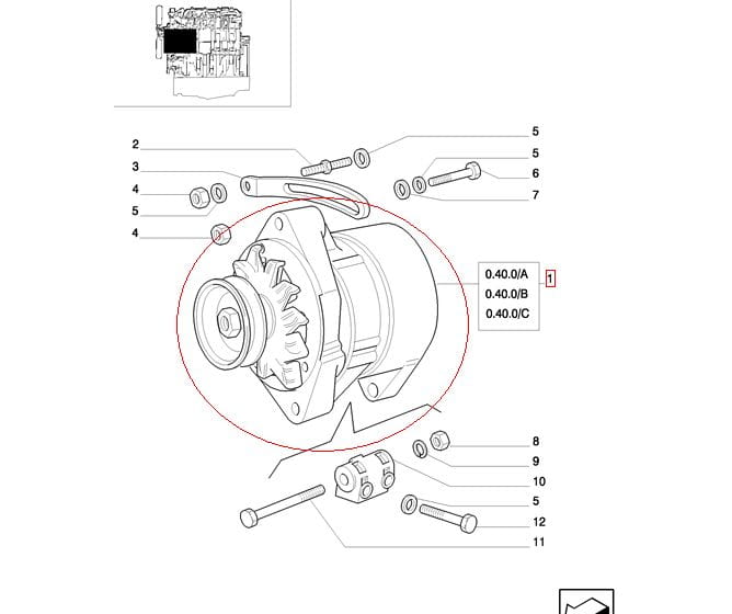 ГЕНЕРАТОР 85A NEW HOLLAND КОРПУС 500364130